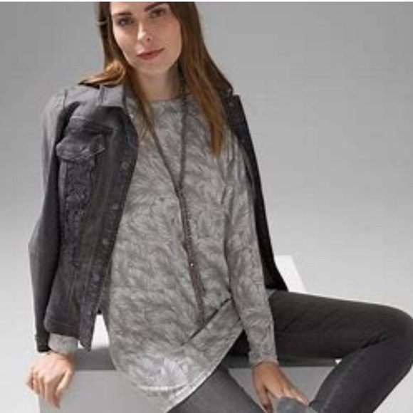 WHBM Grey Feather Bowman Batwing Dolman Tunic Sweater Top - Picture 1 of 8